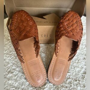 Sols Leather Slip On Sandals
